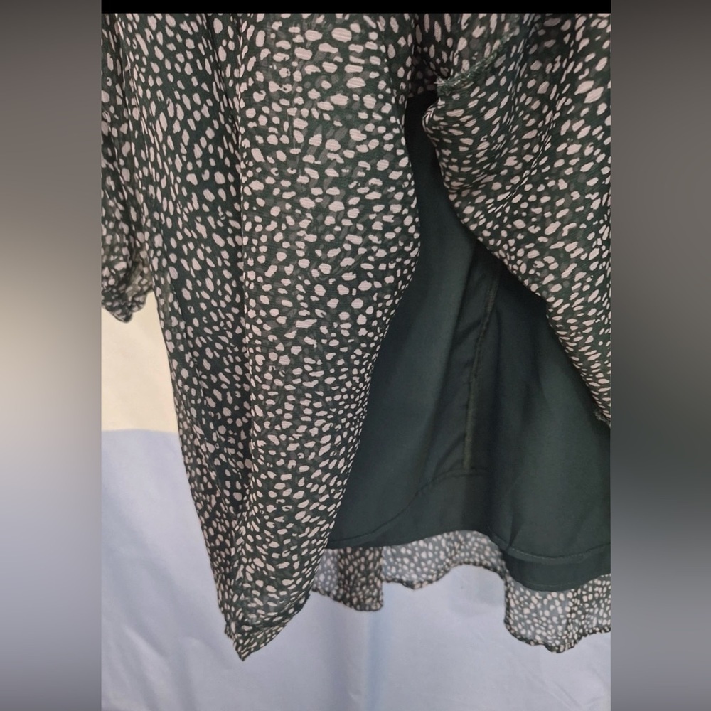 Joie Arctic Balloon Sleeve Mini Dress Green Womens XL  Preppy Elegant Fall New - Picture 9 of 11